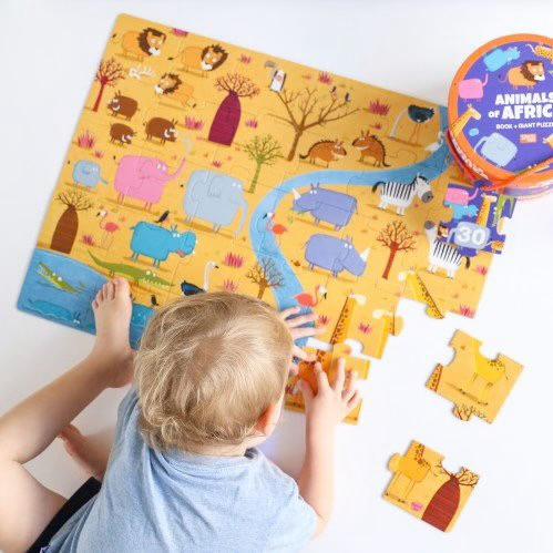 Animals of Africa Giant Puzzle and Book
