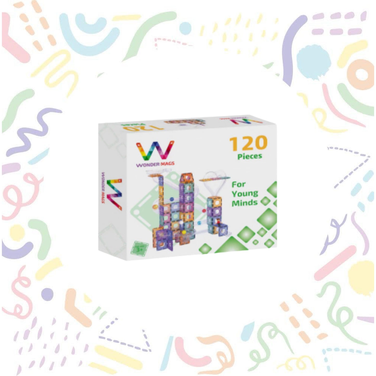 Wondermags 120pcs Lego Pastel Marble Run