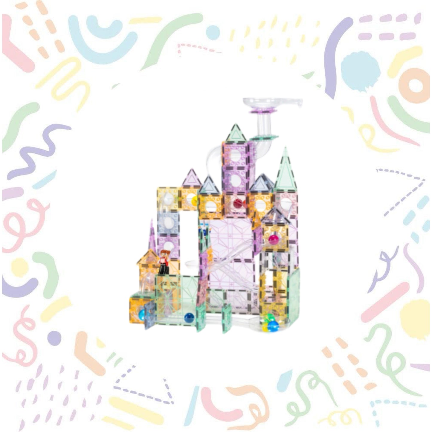 Wondermags 120pcs Lego Pastel Marble Run
